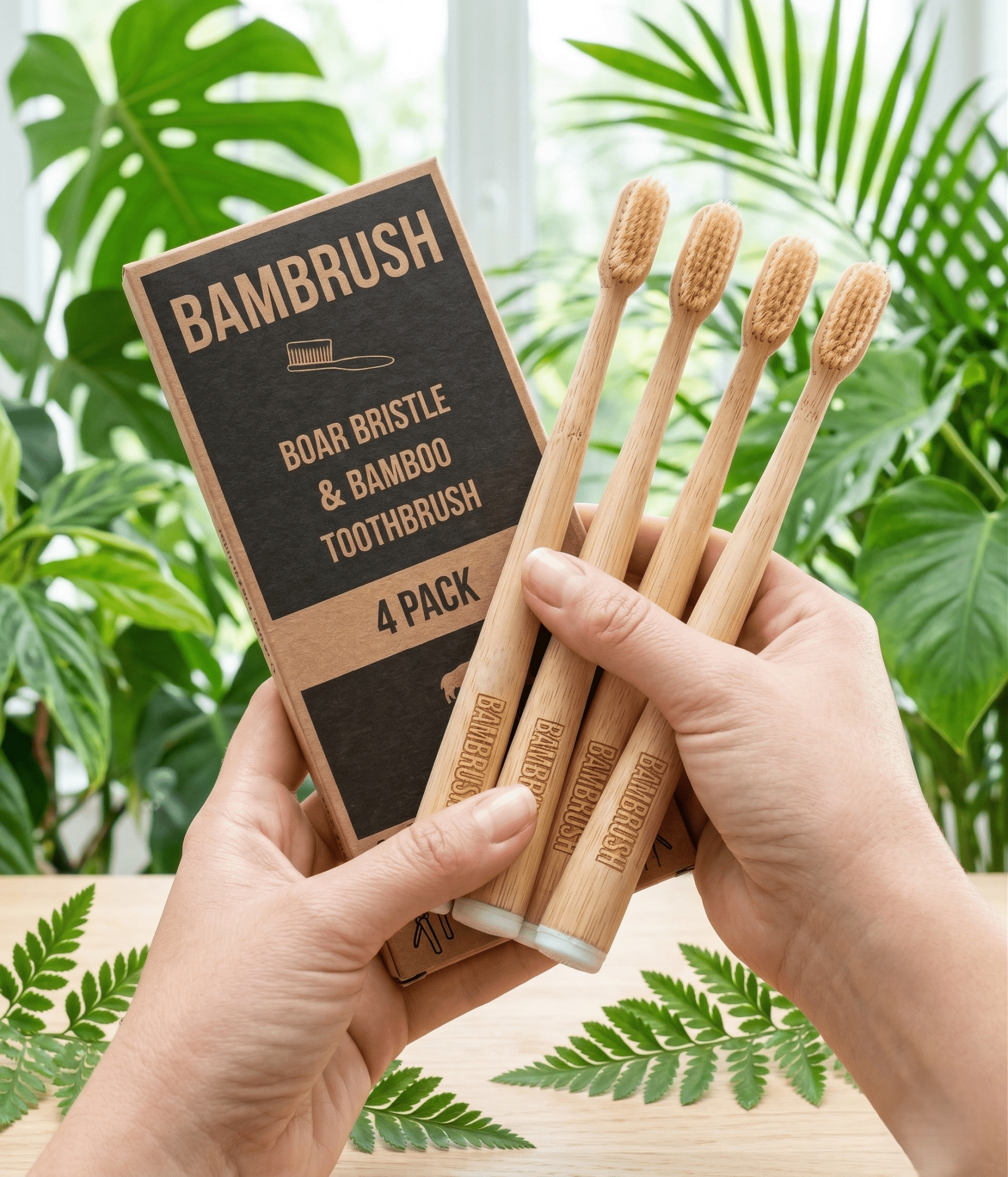 Boar Bristle & Bamboo Toothbrush (4 Pack) - BAMBRUSH