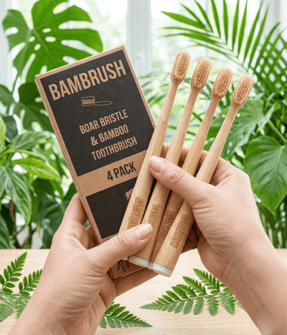 Boar Bristle & Bamboo Toothbrush (4 Pack) - BAMBRUSH